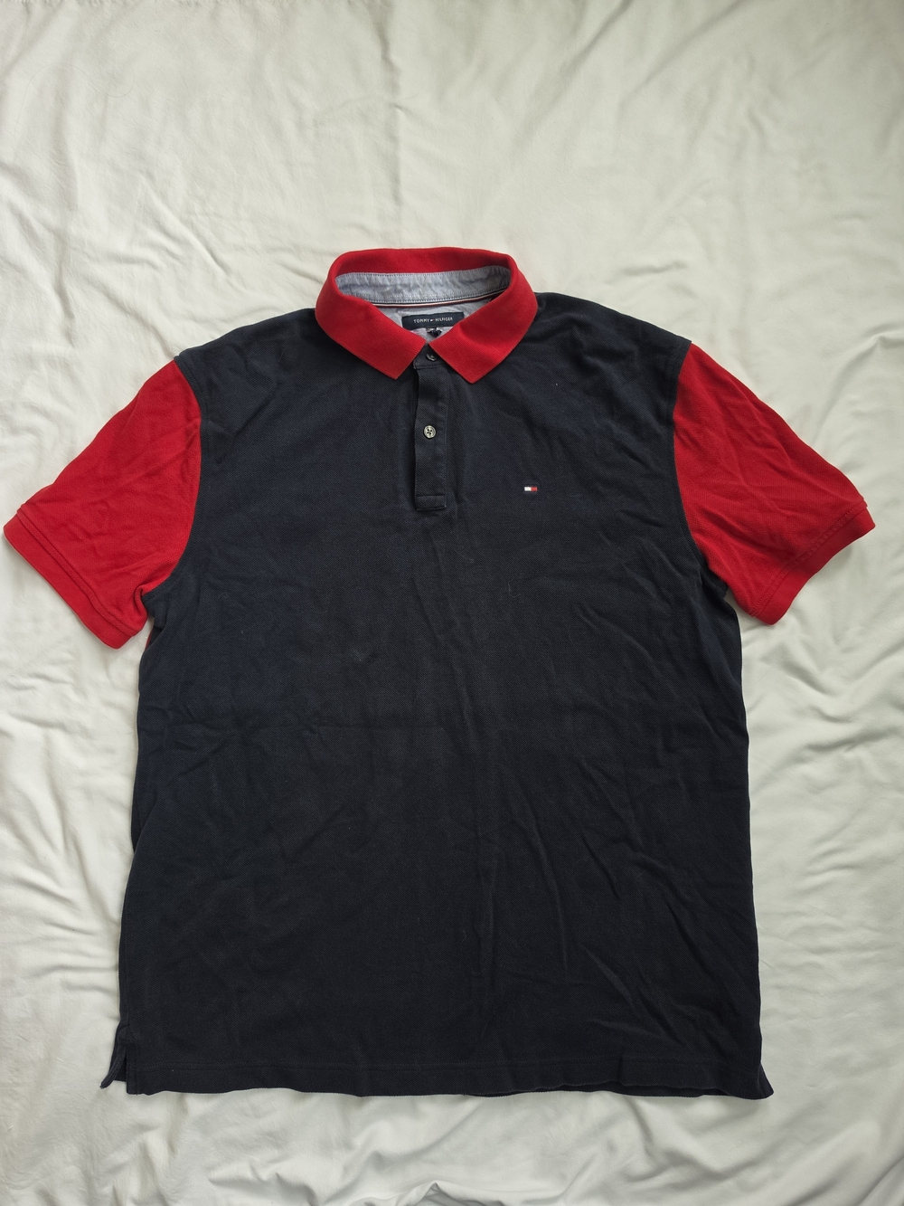Tommy Hilfiger Custom Fit Mens XL Flag Stars Colorblock Polo Shirt